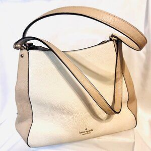 Kate Spade New York-Tan/Cream Shoulder Tote Bag/Purse-3 Compartments-Classy-Sof